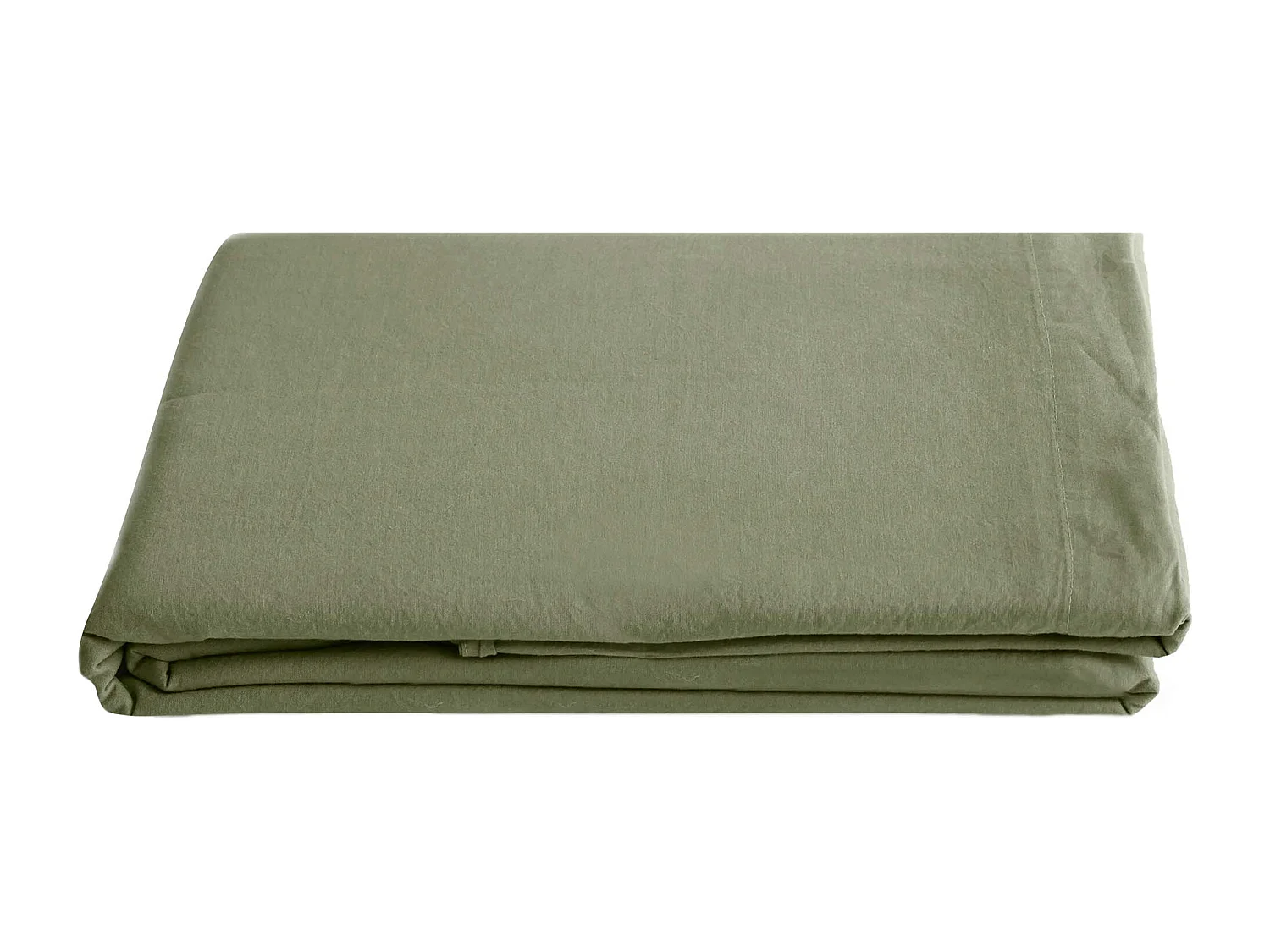 Drap plat uni 270x300 cm 100% lin lavé effet froissé SONATE vert Sauge