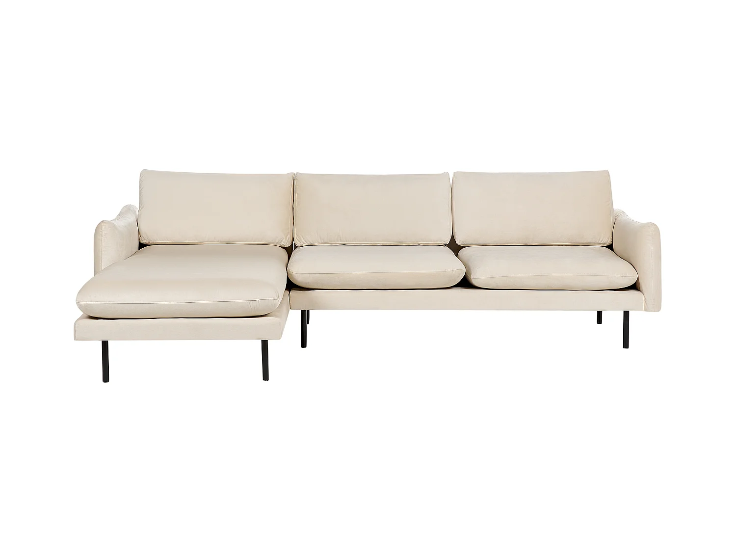 Ecksofa VINTERBRO Samtstoff Hellbeige 4-Sitzer rechtsseitig