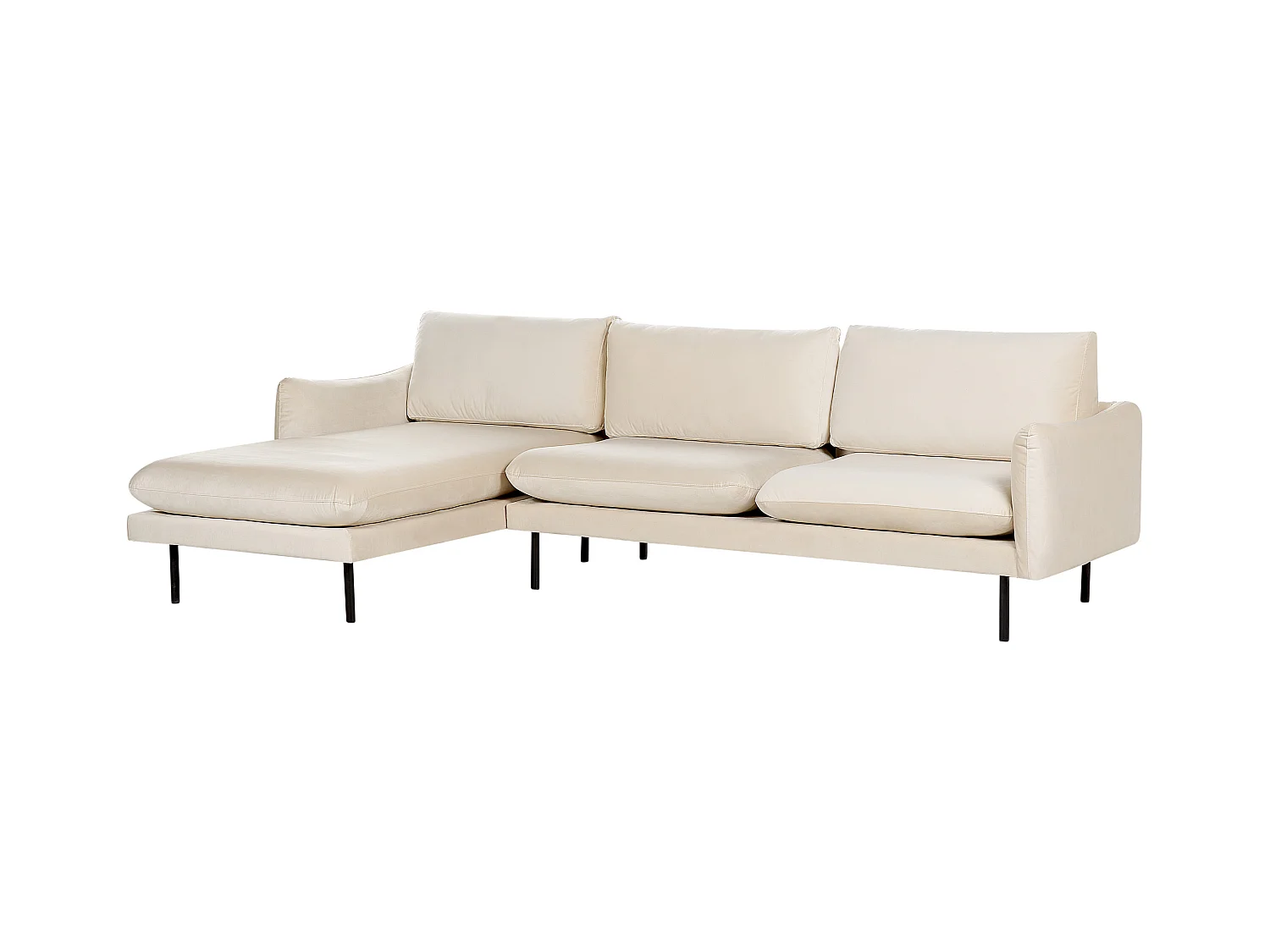 Ecksofa VINTERBRO Samtstoff Hellbeige 4-Sitzer rechtsseitig