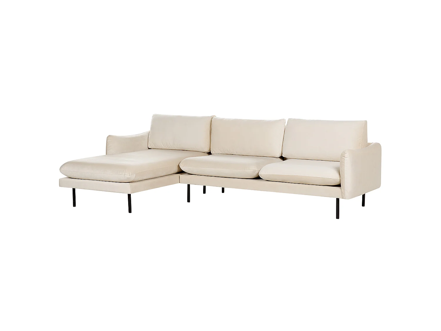 Canapé d'angle 4 places en velours beige