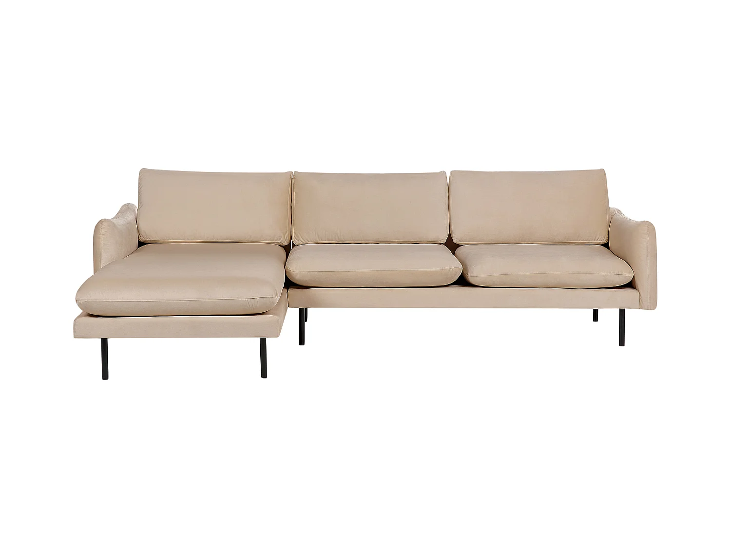 Ecksofa VINTERBRO Samtstoff Beige 4-Sitzer rechtsseitig