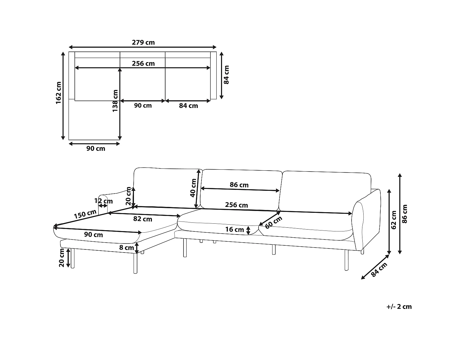 Ecksofa VINTERBRO Samtstoff Beige 4-Sitzer rechtsseitig