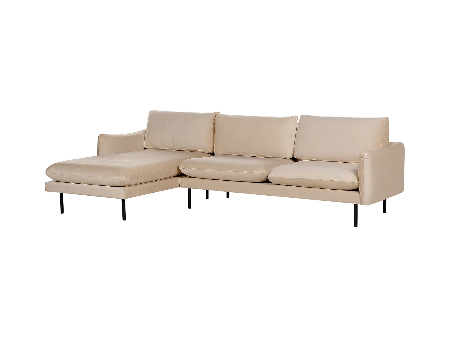 Ecksofa VINTERBRO Samtstoff Beige 4-Sitzer rechtsseitig