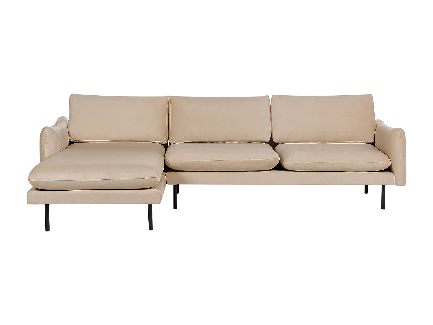 Canapé D'Angle 4 Places en Velours Beige Contreplaqué Bois de Pin à Accoudoirs Droits Vinterbro