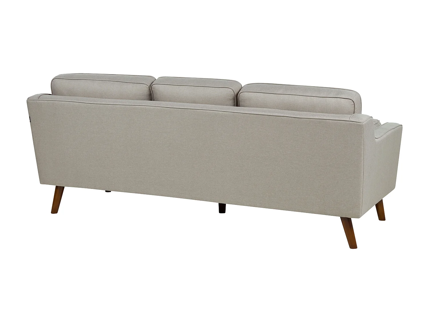 3-Sitzer Sofa Stoffbezug beige mit hohen Holzbeinen dicken Sitzkissen Lokka