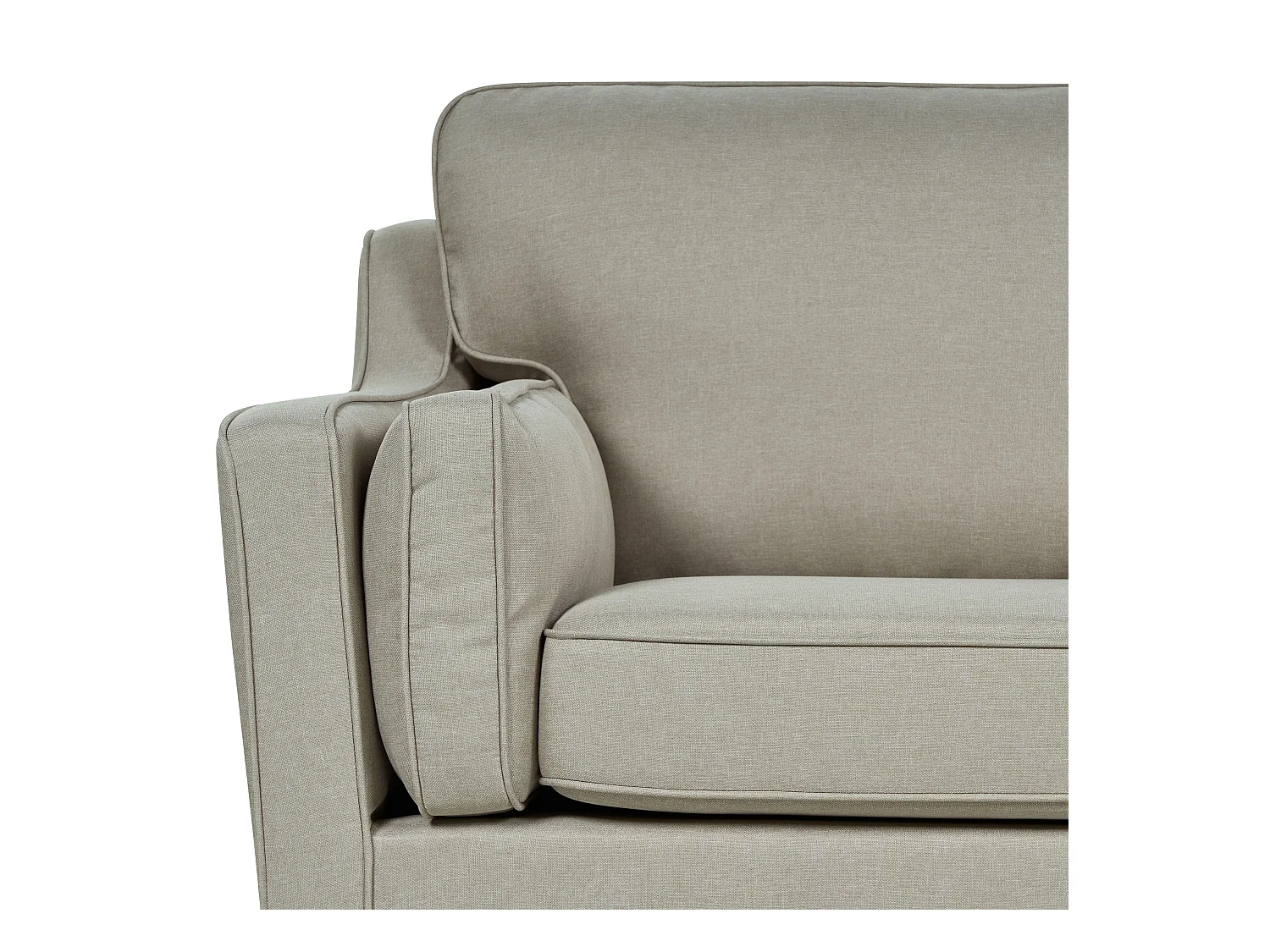 3-Sitzer Sofa Stoffbezug beige mit hohen Holzbeinen dicken Sitzkissen Lokka