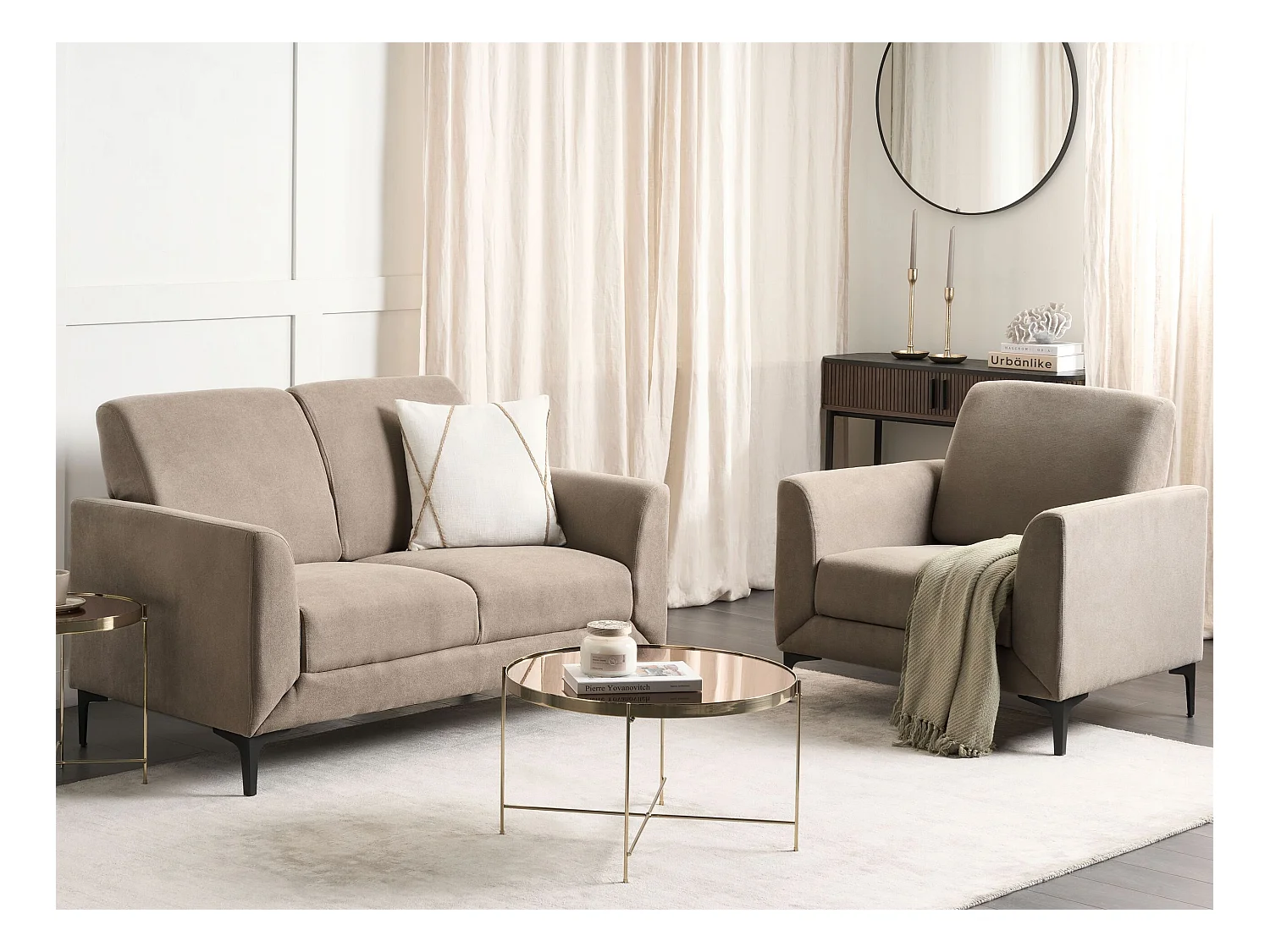 Sofá FENES Tela Gris pardo 2 plazas