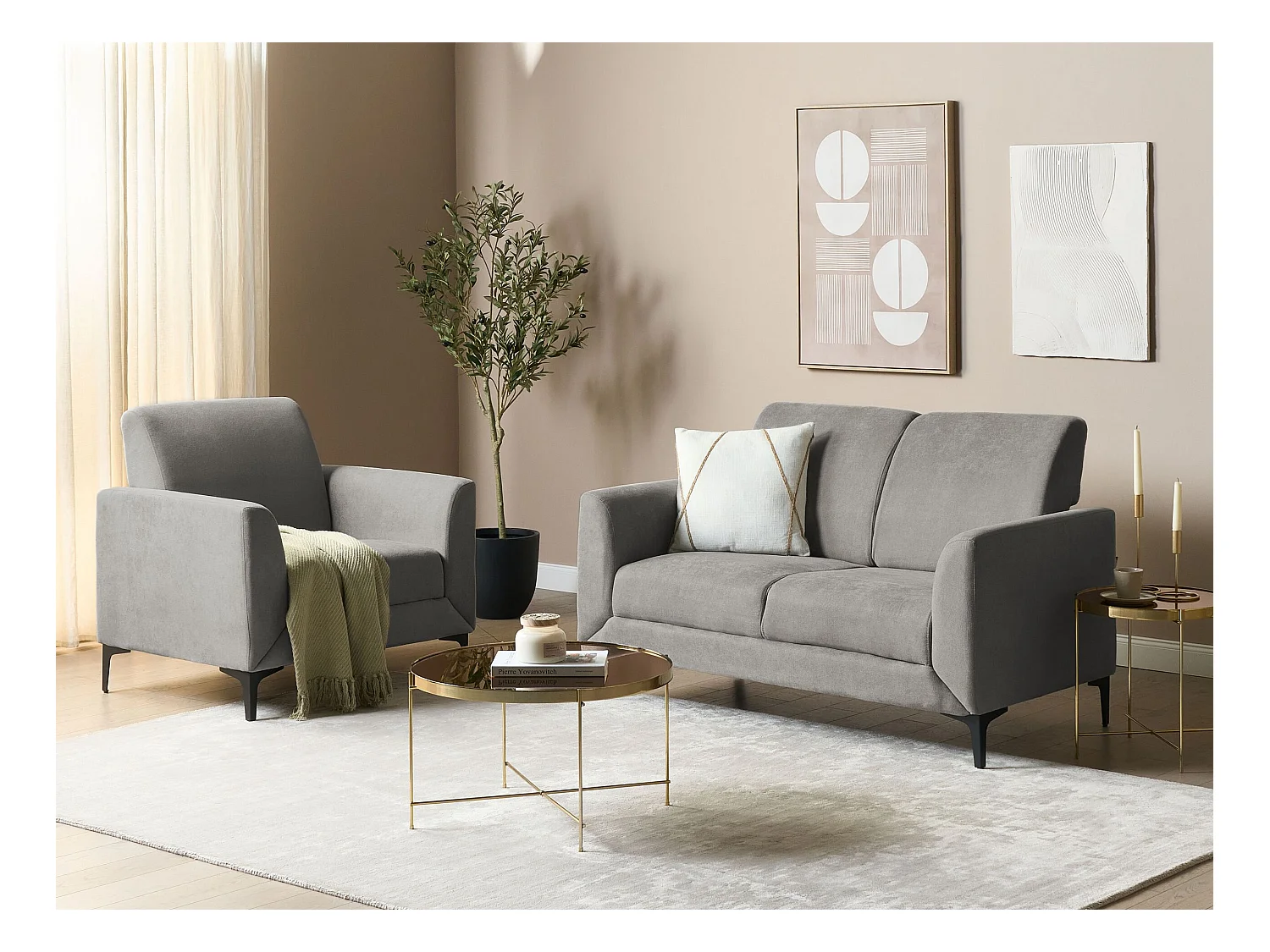 Sofá FENES Tela Gris 2 plazas