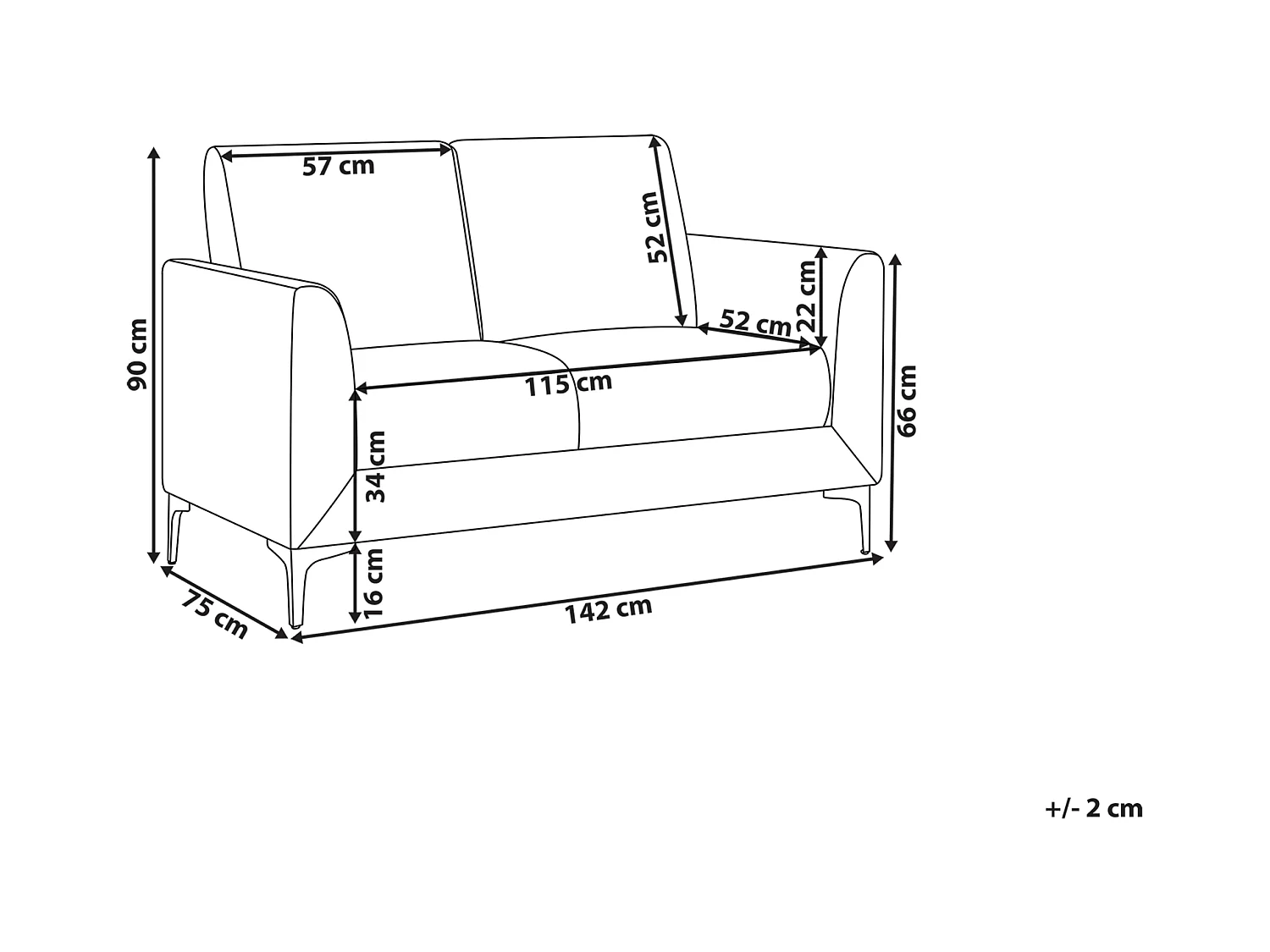 Divano FENES Tessuto Beige 2 posti