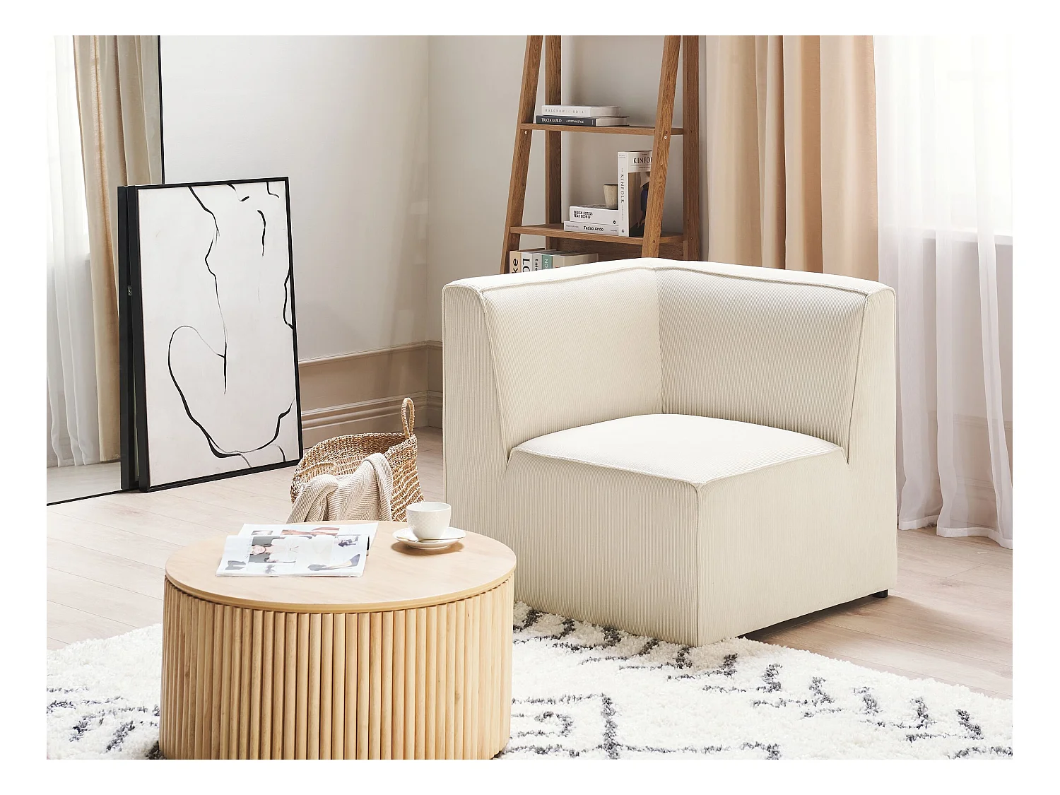 Module d'angle LEMVIG Velours côtelé Beige clair