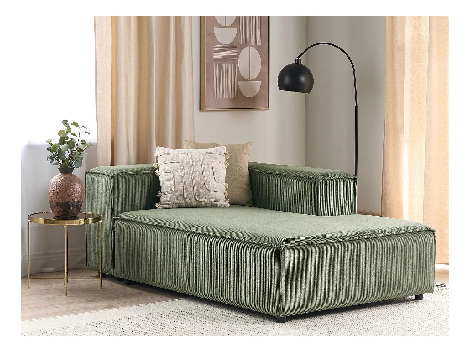 Chaise longue APRICA Corduroy Olijfgroen