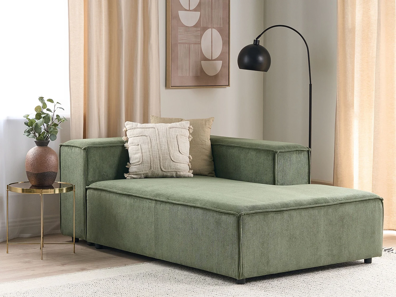 Chaise longue APRICA Corduroy Olijfgroen