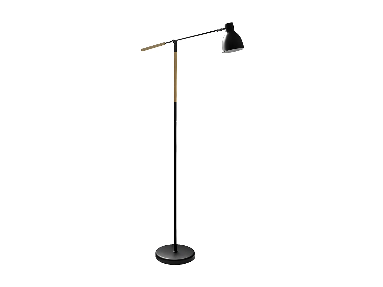 Lampadaire articulé ACOPLE noir/hêtre E27 Orientable FABRILAMP