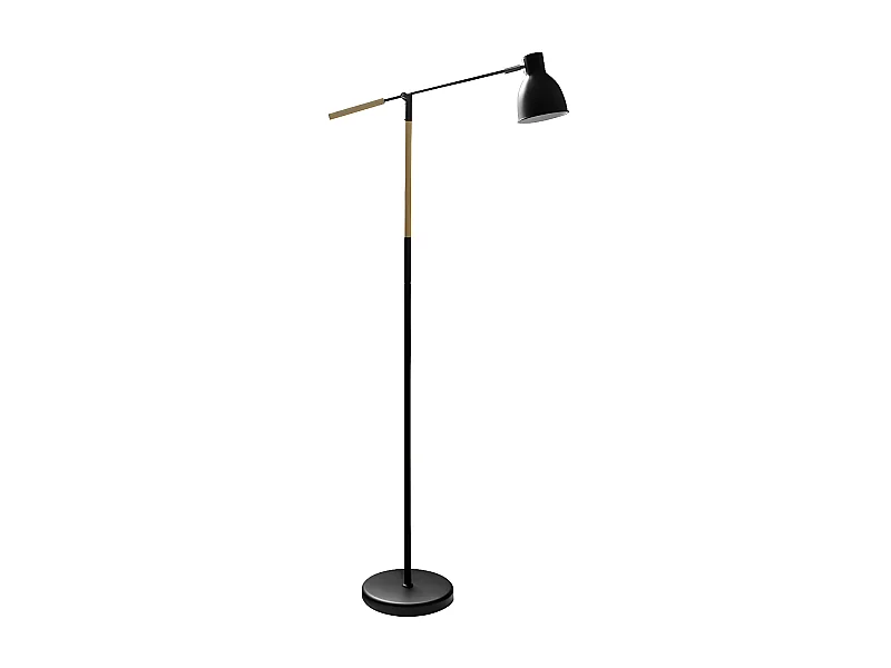 Lampadaire articulé ACOPLE noir/hêtre E27 Orientable FABRILAMP