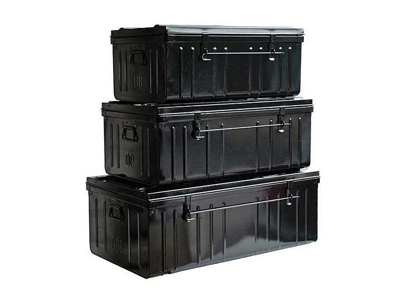 Cantine de rangement Premium en acier noir Lot de 3 : 130, 175 et 225 litres