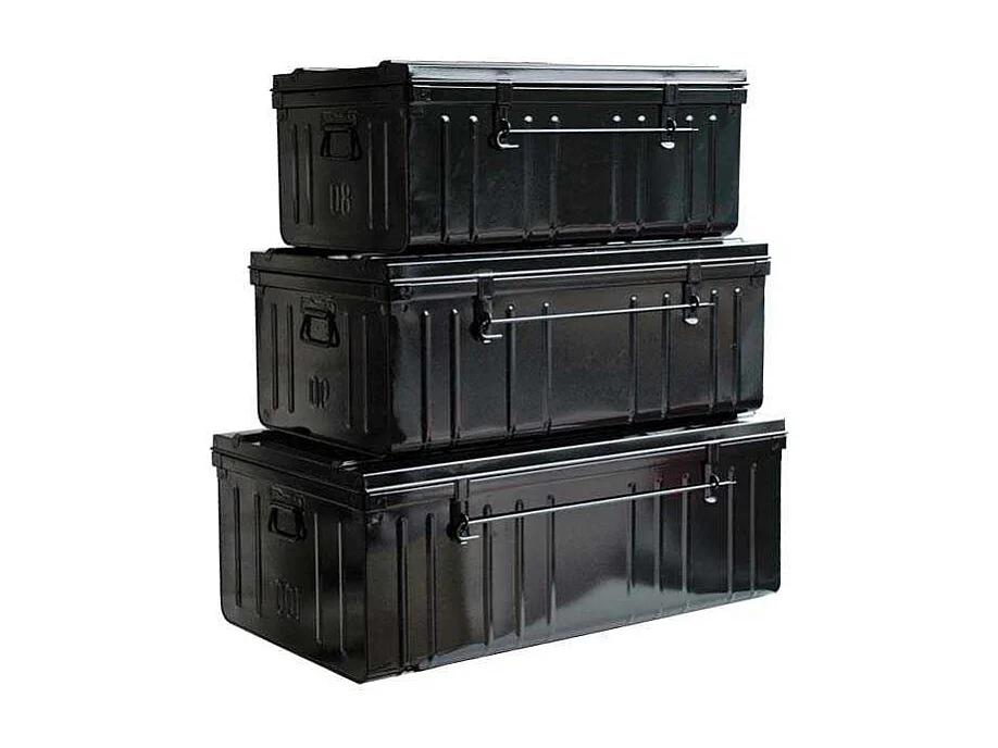 Cantine de rangement Premium en acier noir Lot de 3 : 130, 175 et 225 litres