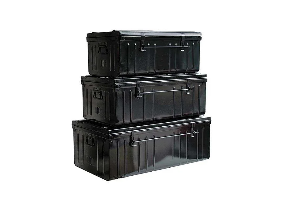Cantine de rangement Premium en acier noir Lot de 3 : 130, 175 et 225 litres