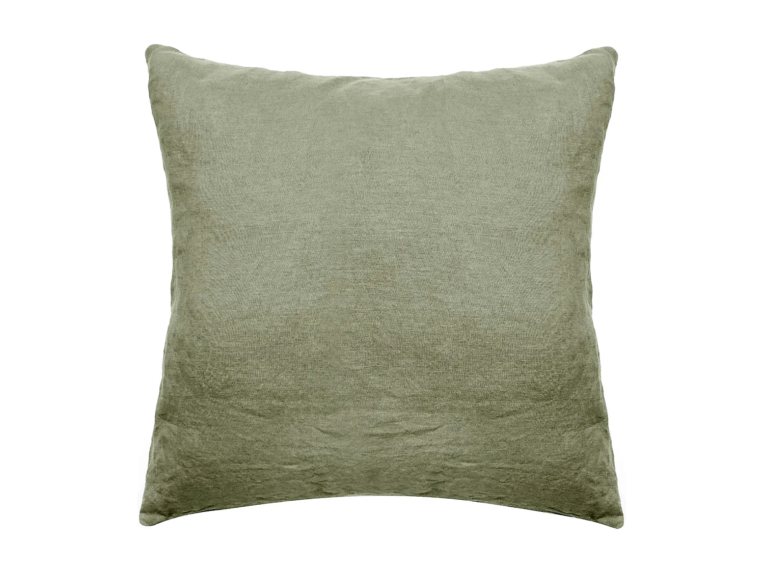 Taie d'oreiller uni 65X65 cm lin lavé froissé SONATE vert Sauge