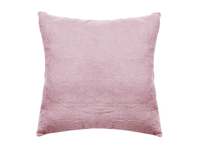 Taie d'oreiller uni 65X65 cm lin lavé froissé SONATE rose Rose