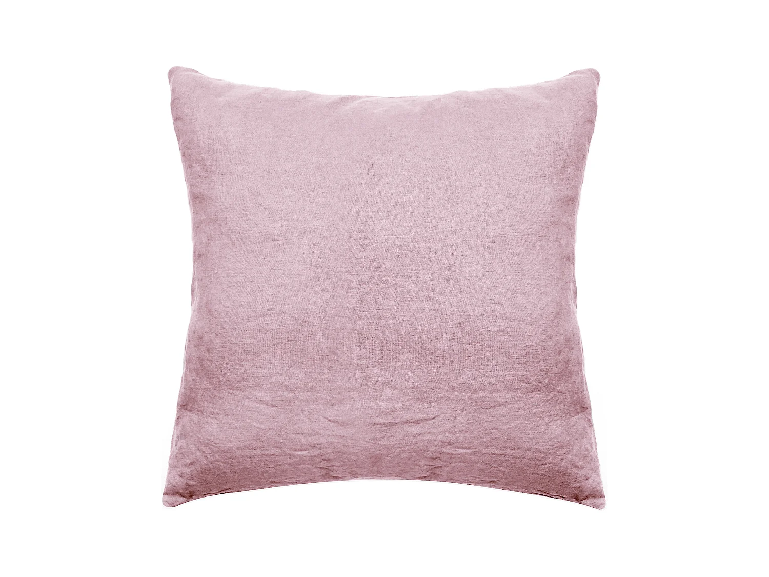 Taie d'oreiller uni 65X65 cm lin lavé froissé SONATE rose Rose