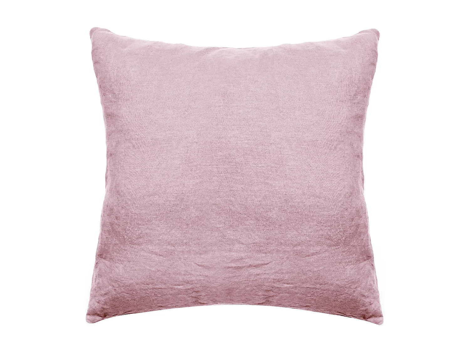 Taie d'oreiller uni 65X65 cm lin lavé froissé SONATE rose Rose