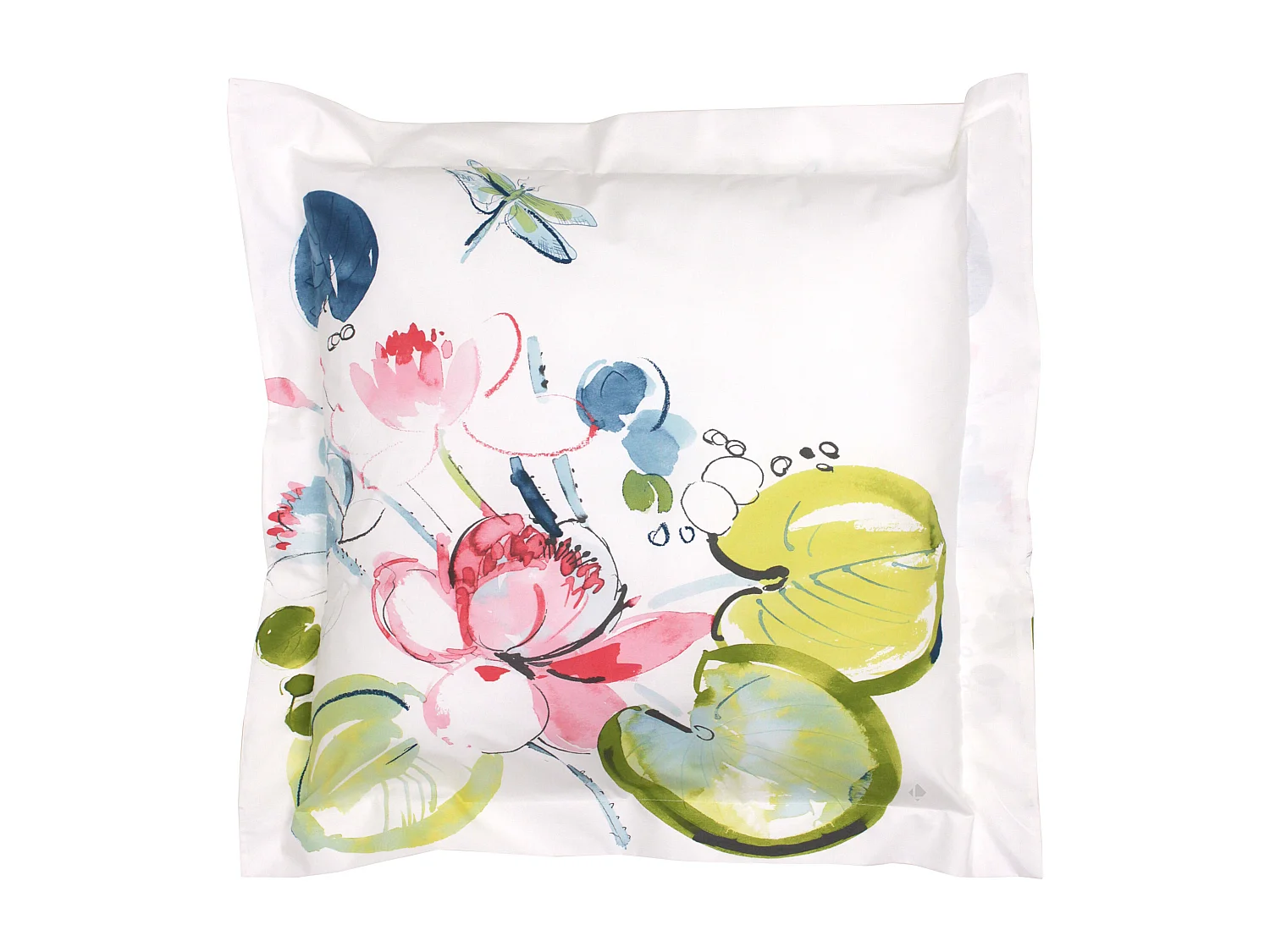 Parure de lit 260x240 cm 50x70 cm percale coton NENUPHAR aqua