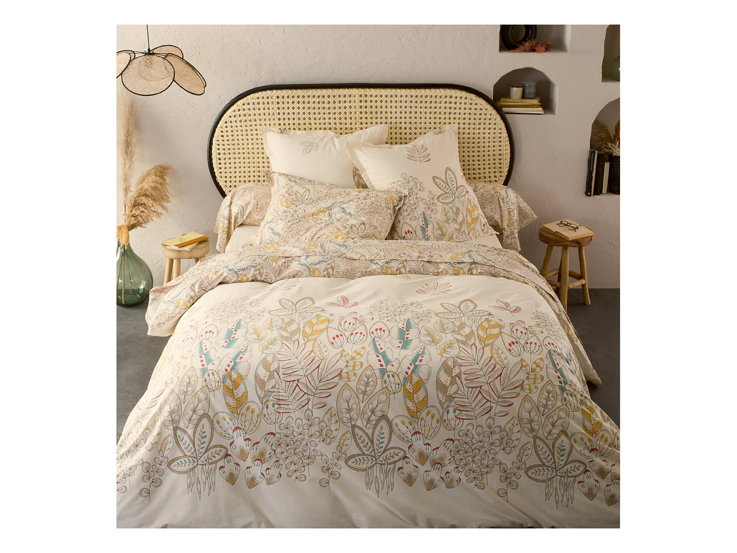 Parure de lit 260x240 cm 50x70 cm coton OKY écru Naturel 3 pièces