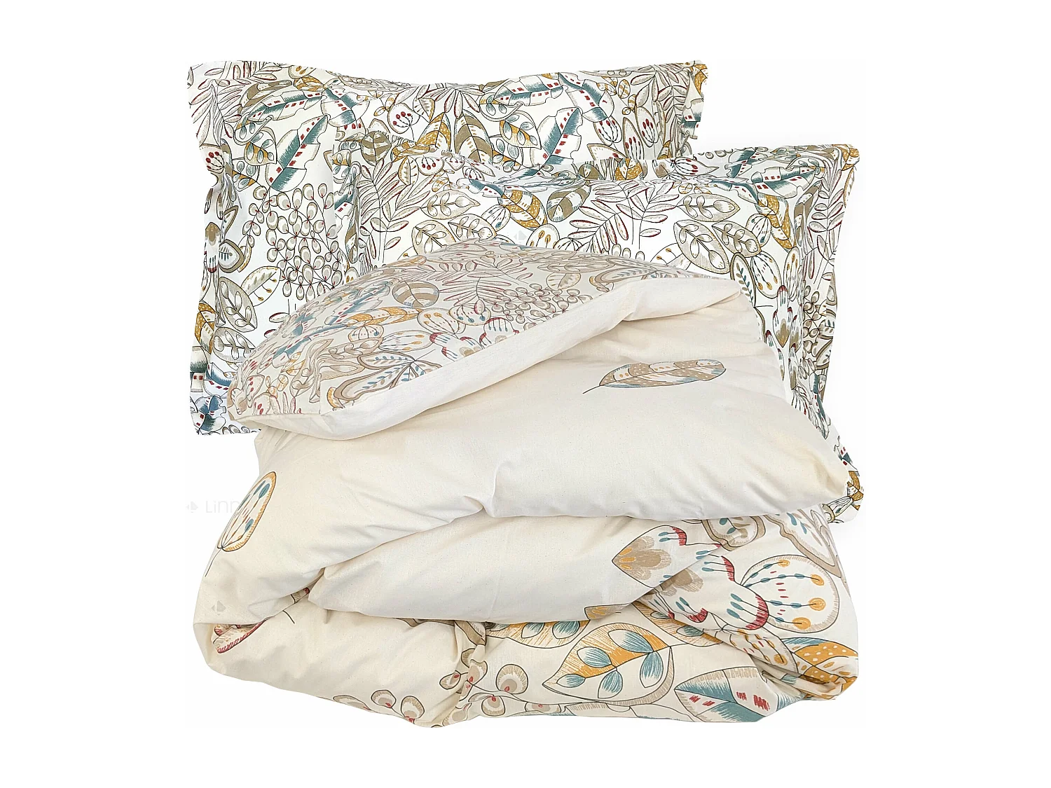 Parure de lit 240x220 cm 50x70 cm coton OKY écru Naturel 3 pièces