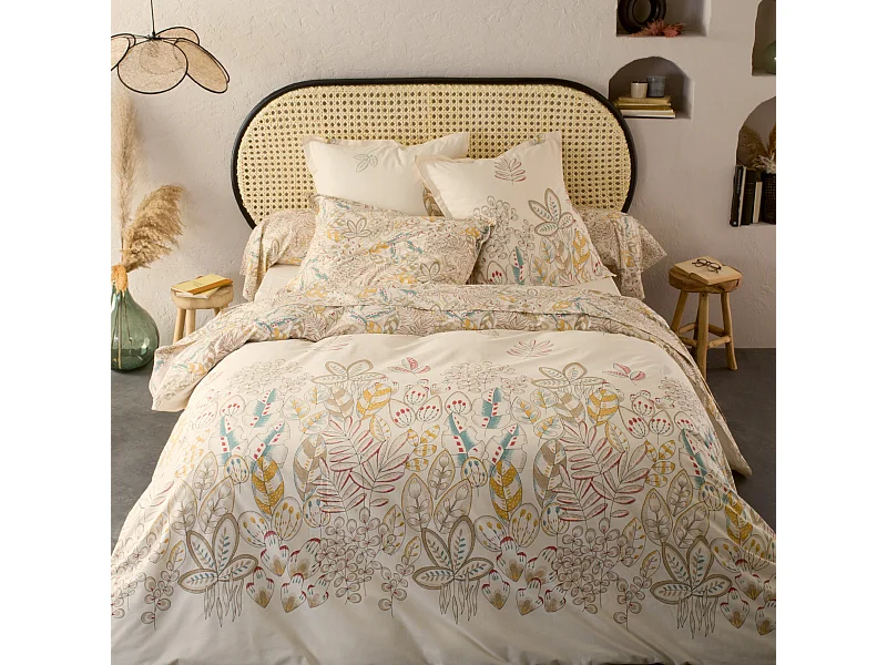 Parure de lit 240x220 cm 50x70 cm coton OKY écru Naturel 3 pièces