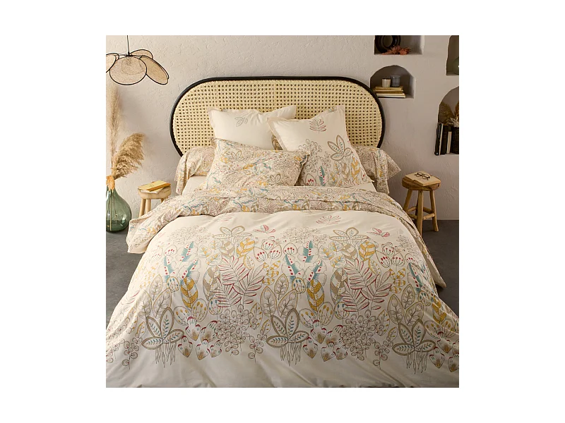 Parure de lit 140x200 cm 50x70 cm coton OKY écru Naturel 2 pièces