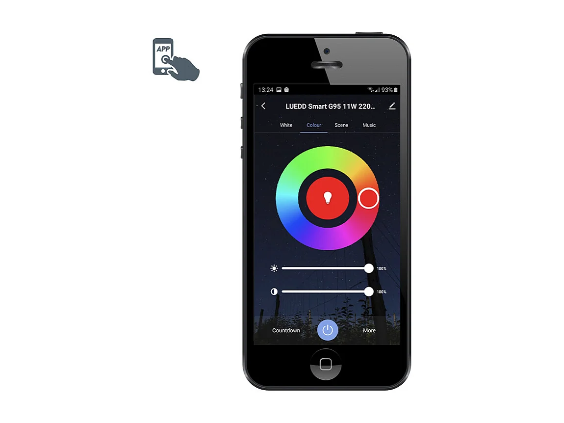 Ampoule LED intelligente E27 à intensité variable G95 11W 900lm 2200-4000K RGB