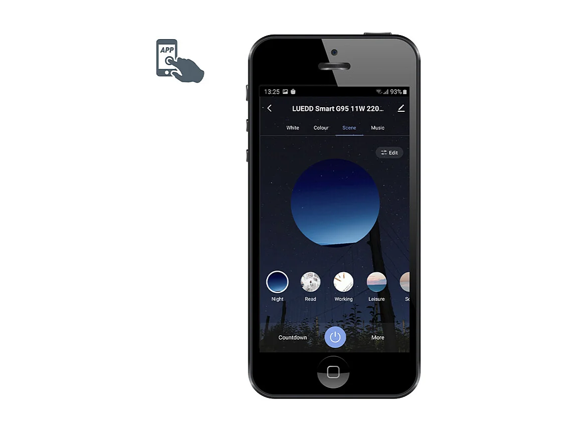 Ampoule LED intelligente E27 à intensité variable G95 11W 900lm 2200-4000K RGB