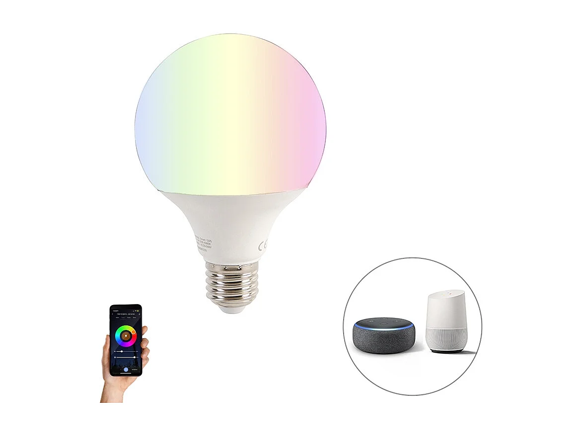 Ampoule LED intelligente E27 à intensité variable G95 11W 900lm 2200-4000K RGB