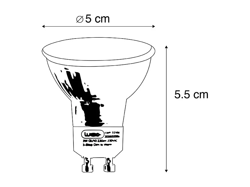 Ampoule LED dimmable 3 niveaux GU10 5W 380lm 2000-2700K