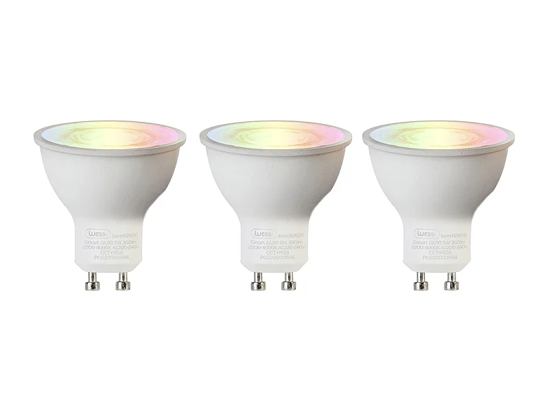 Lot de 3 ampoules LED GU10 RGBW intelligentes 5W 350 lm 2200-4000K