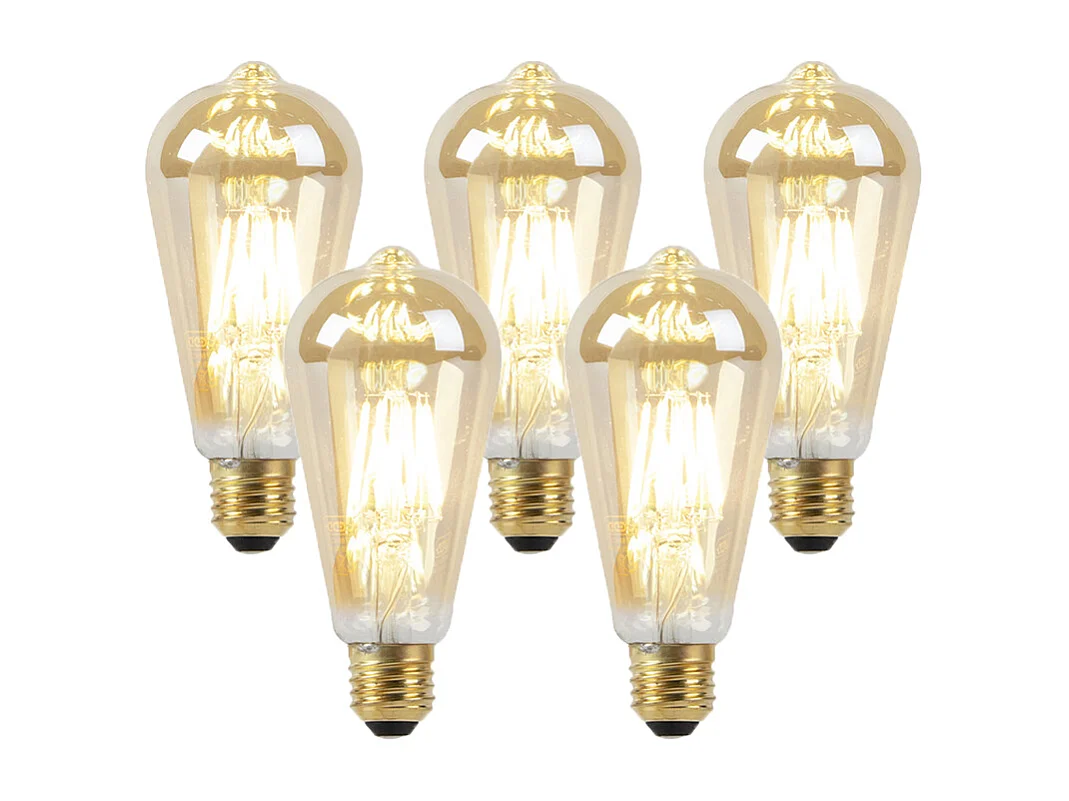 Lot de 5 ampoules LED E27 Dim to Warm Gold 8W 806lm 2000-2700K