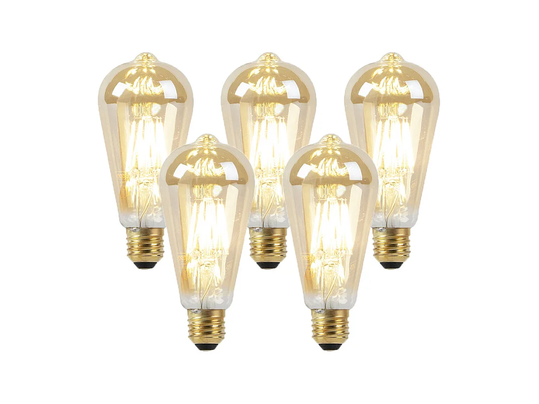 Lot de 5 ampoules LED E27 Dim to Warm Gold 8W 806lm 2000-2700K