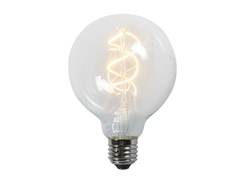 Ampoule LED à filament torsadé E27 G95 transparente 5W 400lm 2200K