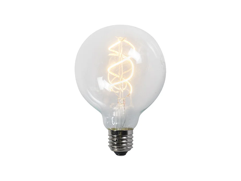 Ampoule LED à filament torsadé E27 G95 transparente 5W 400lm 2200K