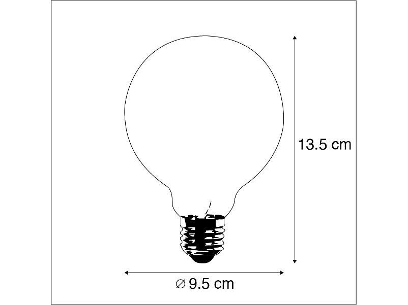 Ampoule LED à filament torsadé E27 G95 transparente 5W 400lm 2200K