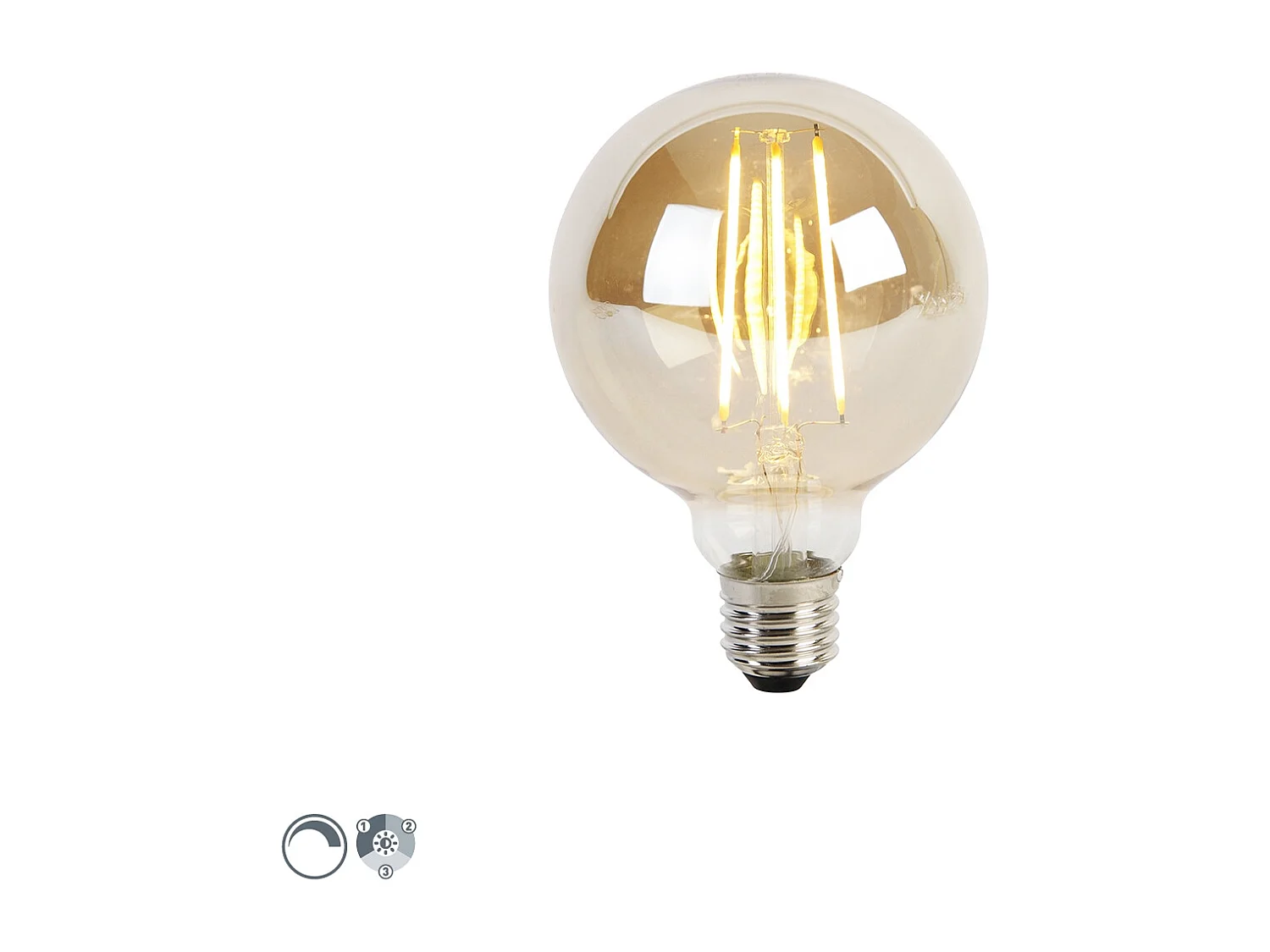 Ampoule LED dimmable 3 niveaux E27 G95 verre fumé 5W 380lm 2200K