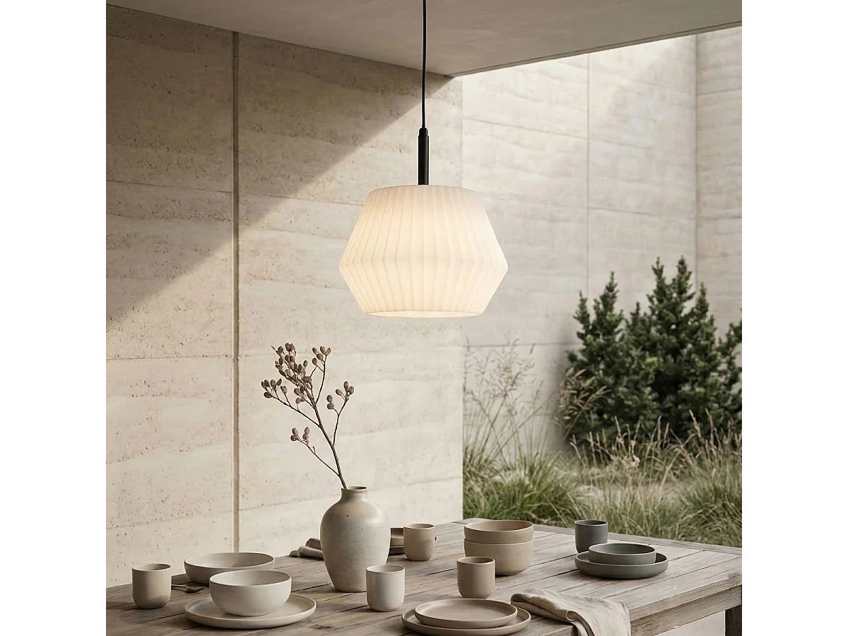 Suspension d'extérieur moderne noire avec abat-jour blanc 33 cm IP44 - Robbert