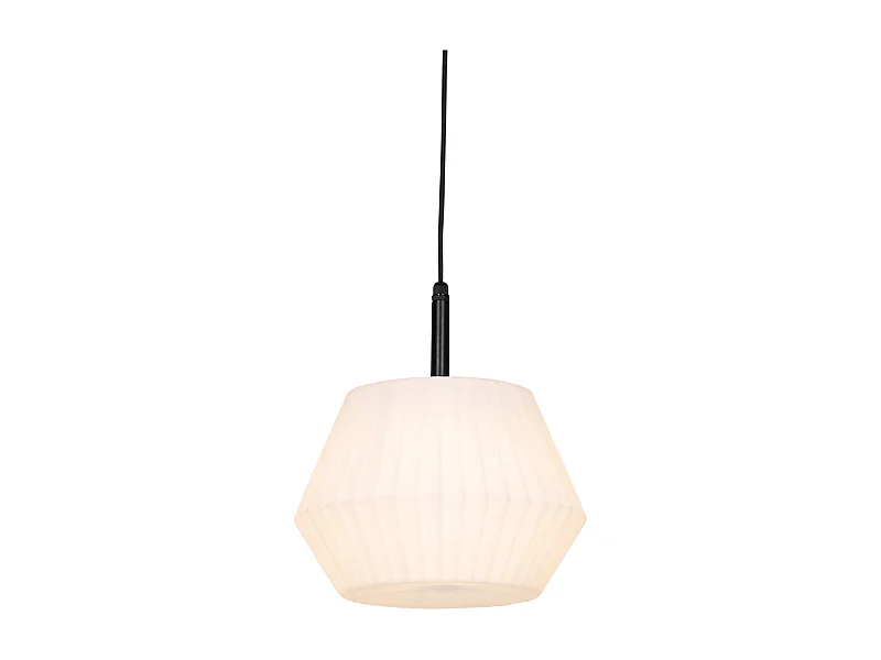 Suspension d'extérieur moderne noire avec abat-jour blanc 33 cm IP44 - Robbert