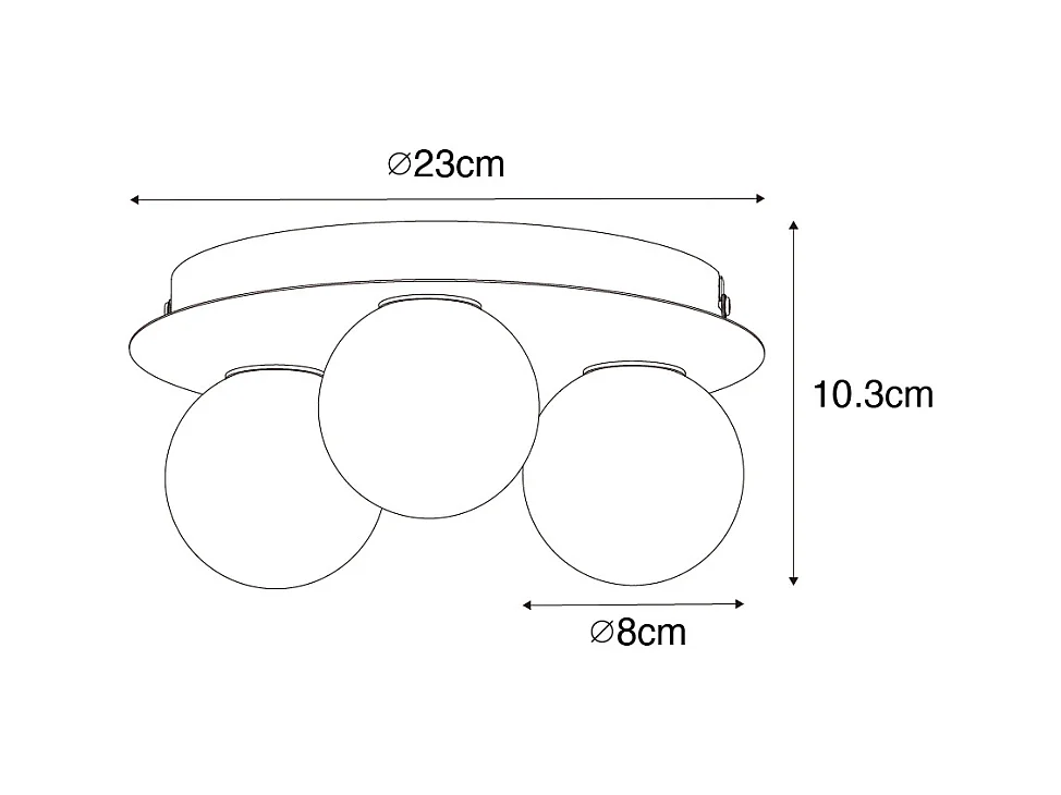 Plafonnier de salle de bain moderne noir 3 lumières - Cederic