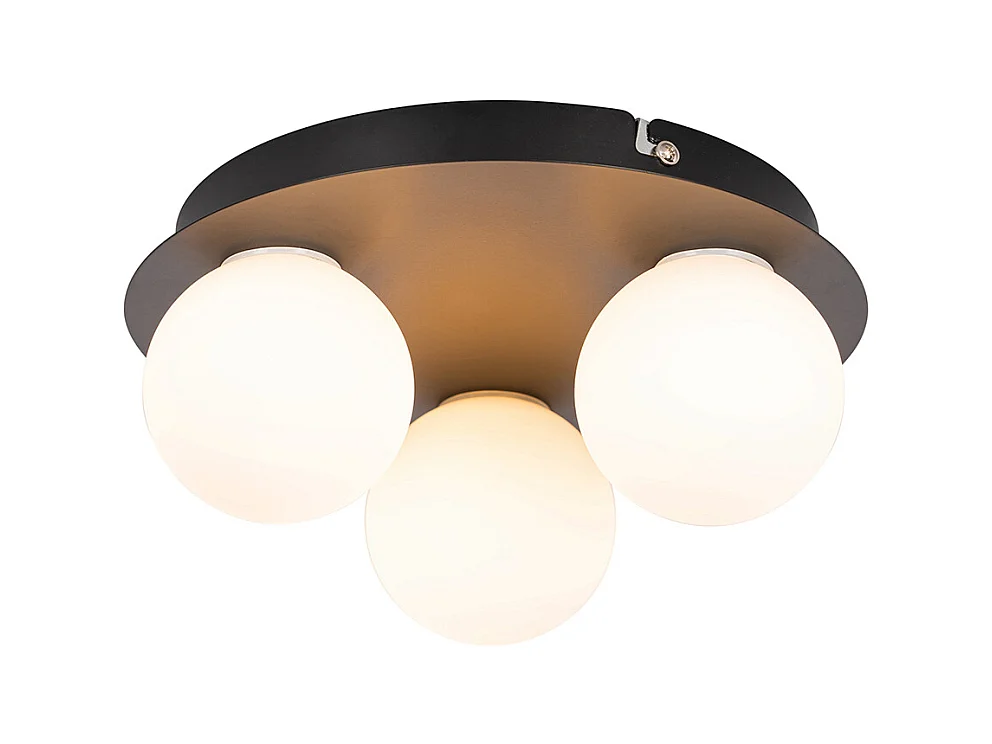 Plafonnier de salle de bain moderne noir 3 lumières - Cederic