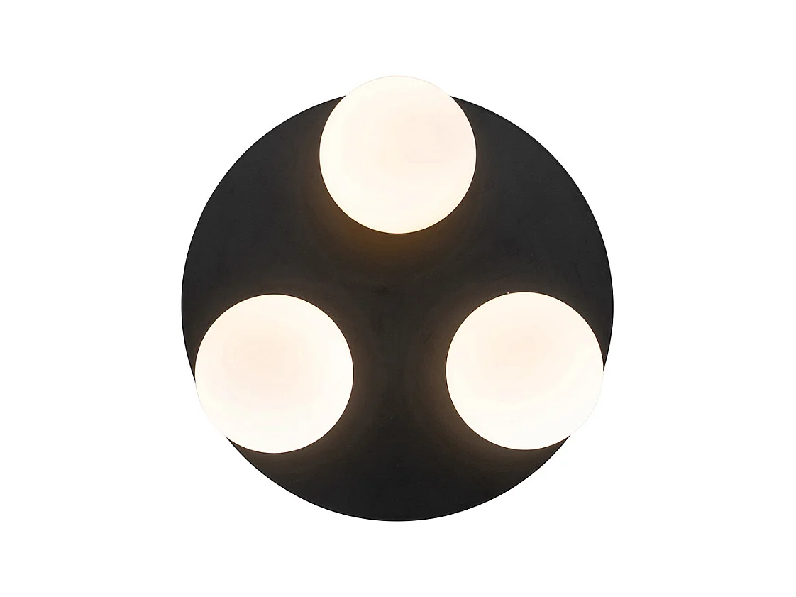 Plafonnier de salle de bain moderne noir 3 lumières - Cederic