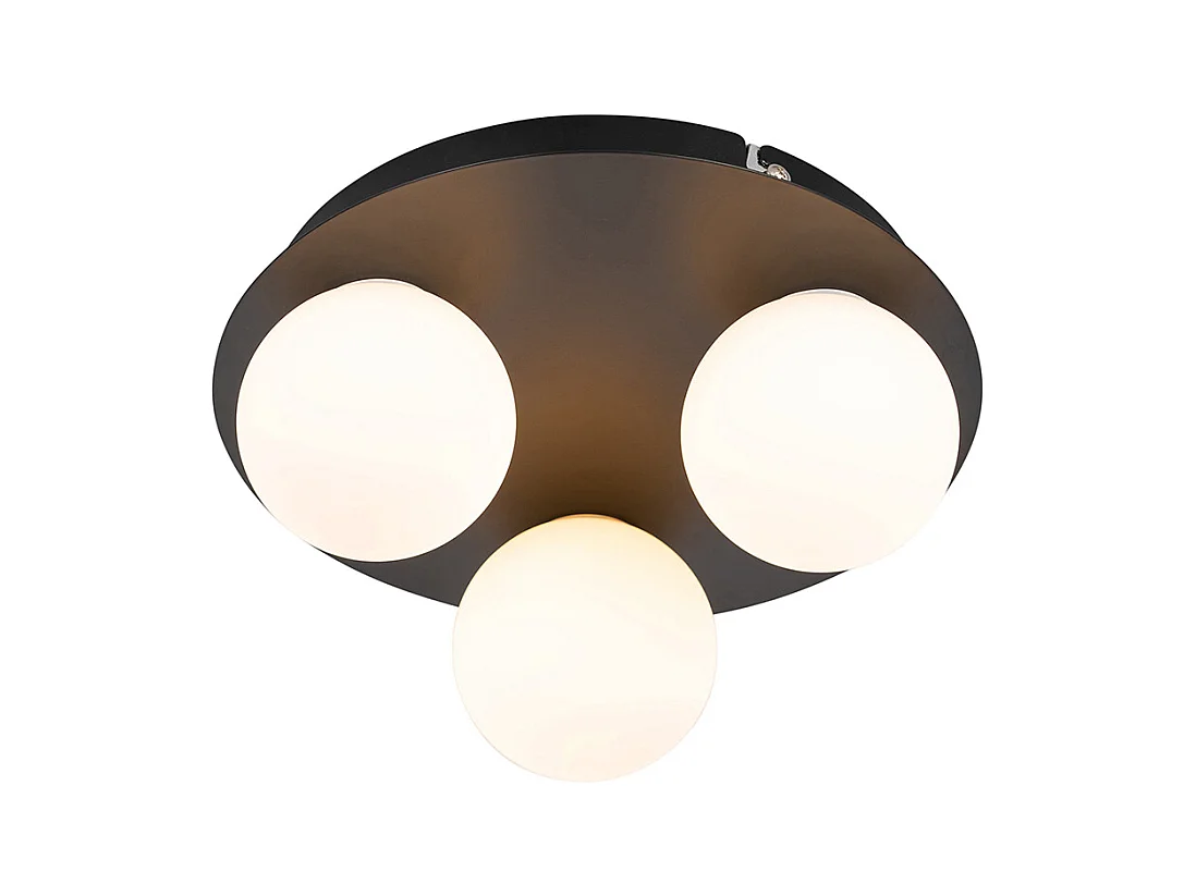 Plafonnier de salle de bain moderne noir 3 lumières - Cederic