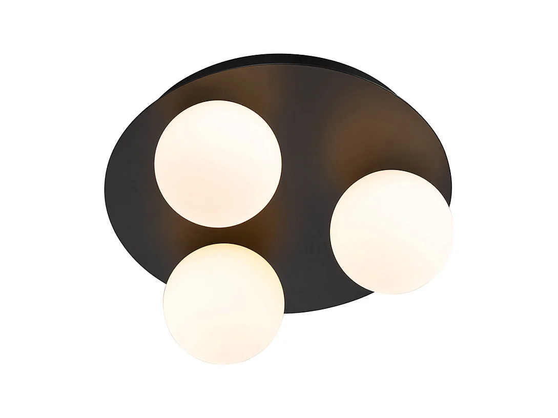 Plafonnier de salle de bain moderne noir 3 lumières - Cederic