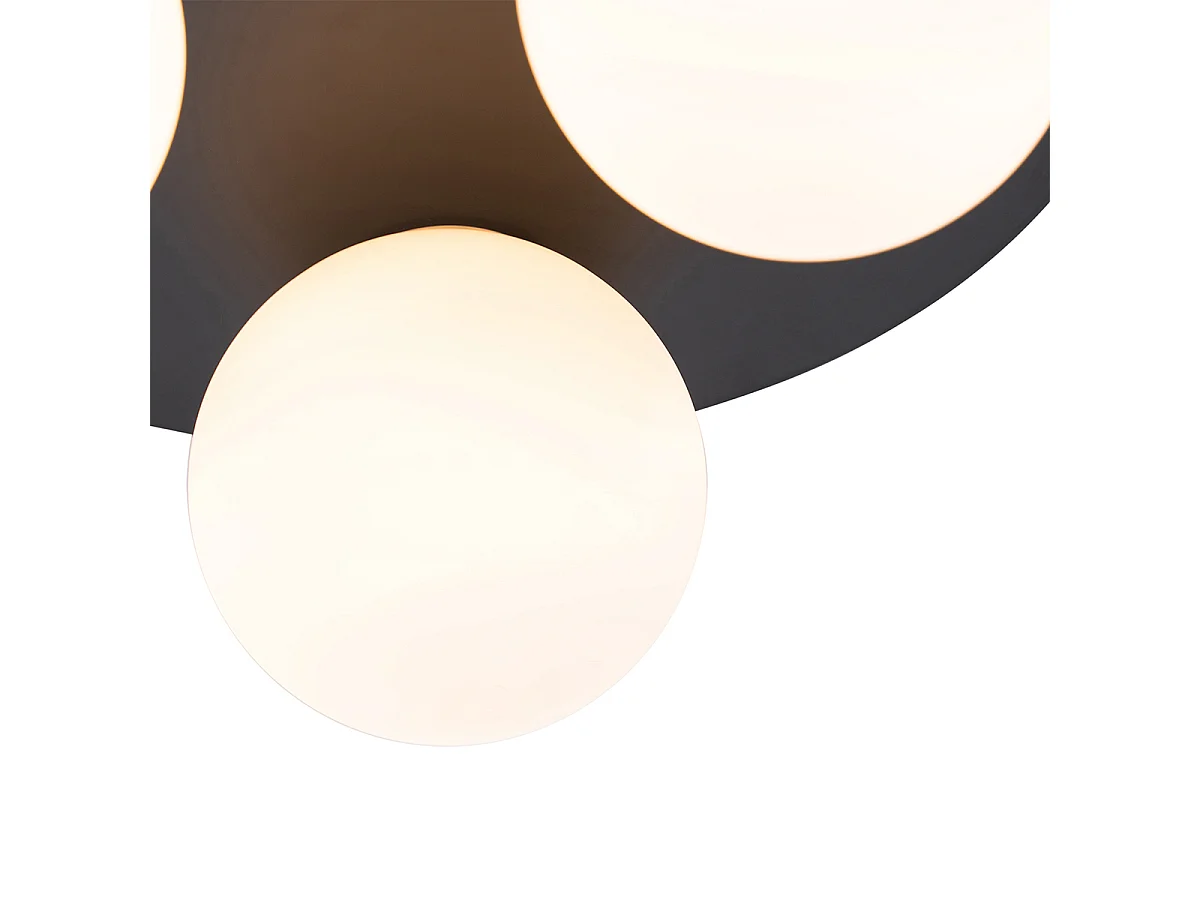 Plafonnier de salle de bain moderne noir 3 lumières - Cederic