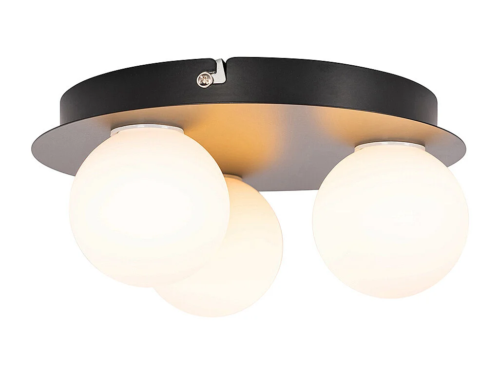 Plafonnier de salle de bain moderne noir 3 lumières - Cederic